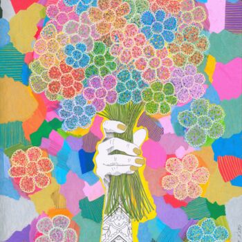 Dessin intitulée "Bouquet" par Virginie Dorseuil, Œuvre d'art originale, Marqueur