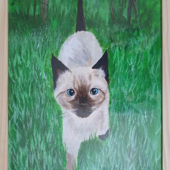 Painting titled "le petit chat siamo…" by Virginie Esperou, Original Artwork, Acrylic