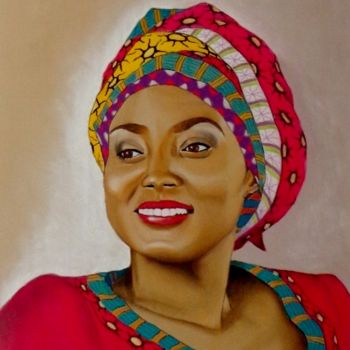 Schilderij getiteld "femme africaine3" door Virginie Etignard, Origineel Kunstwerk, Pastel