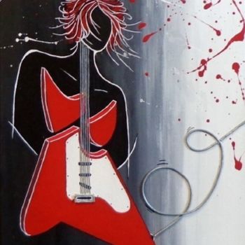Malerei mit dem Titel "Miss Rock'n Roll" von Virginie Etignard, Original-Kunstwerk, Acryl