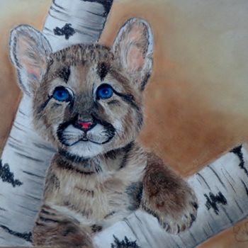 图画 标题为“Puma perché” 由Virginie Etignard, 原创艺术品, 粉彩