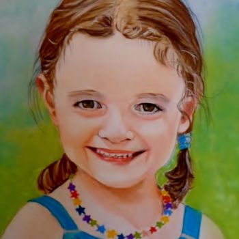 Peinture intitulée "Le sourire d'Héloïse" par Virginie Etignard, Œuvre d'art originale, Pastel