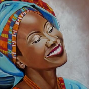 Dessin intitulée "Femme africaine 2" par Virginie Etignard, Œuvre d'art originale, Pastel