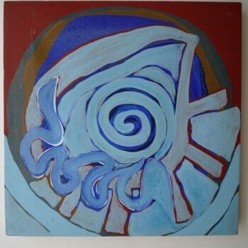 Картина под названием "Territoire Bleu S" - Virginie Gallé, Подлинное произведение искусства, Масло
