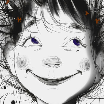 Arte digitale intitolato "Enfance souriante" da Virginie Gérôme, Opera d'arte originale, Lavoro digitale 2D