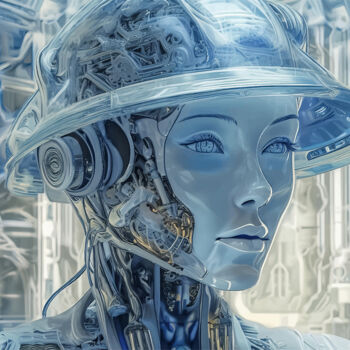 Цифровое искусство под названием "Chapeau cyborg 3d" - Virginie Gérôme, Подлинное произведение искусства, 2D Цифровая Работа