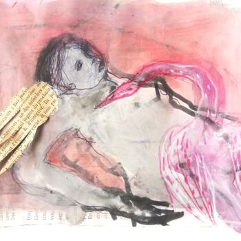Schilderij getiteld "Leda endormie" door Virginie Hils, Origineel Kunstwerk, Acryl