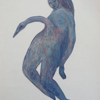Peinture intitulée "Femme au cygne" par Virginie Hils, Œuvre d'art originale, Acrylique