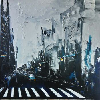 Painting titled "Sin City 2" by Virginie Lallemand, Original Artwork, Oil