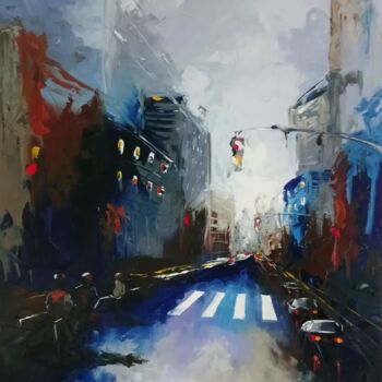 Painting titled "NYC 2" by Virginie Lallemand, Original Artwork, Oil