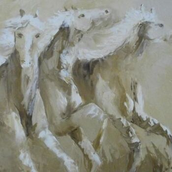 Painting titled "chevauchée camargua…" by Virginie Lallemand, Original Artwork, Other