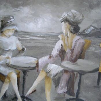 Painting titled "pause café" by Virginie Lallemand, Original Artwork, Other