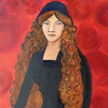 Pintura intitulada "Jeanne, muse de MOD…" por Virginie Le Roy, Obras de arte originais, Óleo