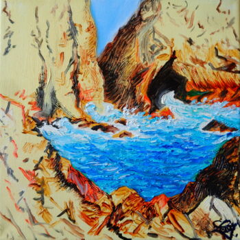 Картина под названием "Côte sauvage; Breta…" - Virginie Le Roy, Подлинное произведение искусства, Масло