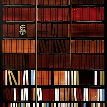 Painting titled "La bibliothèque d’E…" by Virginie Munch, Original Artwork, Acrylic Mounted on Wood Stretcher frame