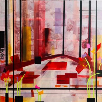 Картина под названием "L’atelier" - Virginie Munch, Подлинное произведение искусства, Акрил Установлен на Деревянная рама дл…