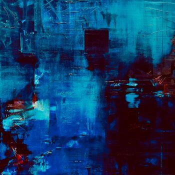 Malerei mit dem Titel "Nuit bleue" von Virginie Munch, Original-Kunstwerk, Acryl Auf Keilrahmen aus Holz montiert