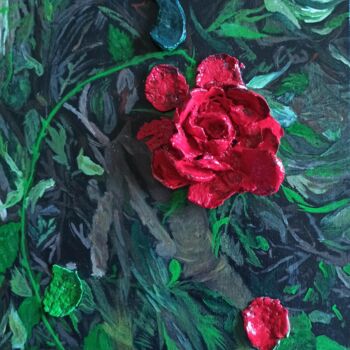Pintura intitulada "Rose éternelle" por Virginie Queva, Obras de arte originais, Acrílico