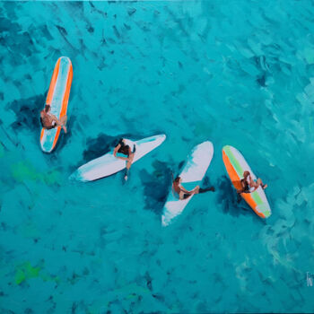 Malarstwo zatytułowany „Surf 4 ever” autorstwa Virginie Schroeder, Oryginalna praca, Akryl Zamontowany na Drewniana rama nos…