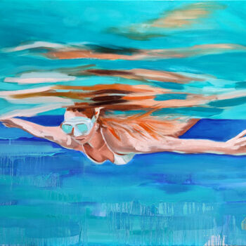 Painting titled "Explore" by Virginie Schroeder, Original Artwork, Oil Mounted on Wood Stretcher frame