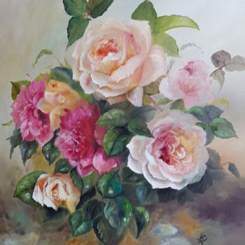 Painting titled "Les roses de printe…" by Virginie Stefani, Original Artwork