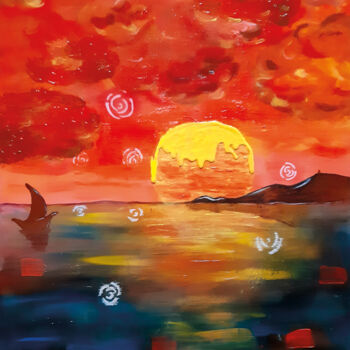 Painting titled "Soleil levant" by Virginie Vals, Original Artwork, Acrylic