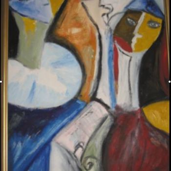 Peinture intitulée "Composition avec de…" par Virginica Bobolocu, Œuvre d'art originale, Huile