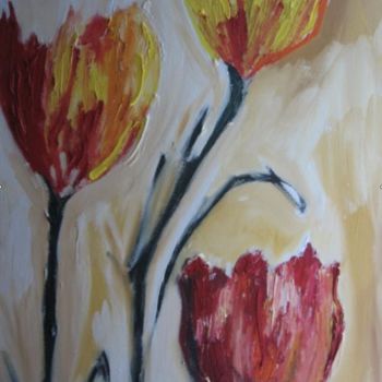 Peinture intitulée "Grandes tulipes" par Virginica Bobolocu, Œuvre d'art originale, Huile