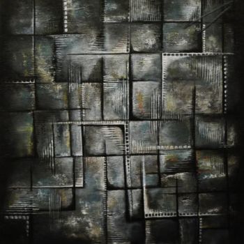 Painting titled "BLACK OUT" by Virginie Banas, Original Artwork, Oil