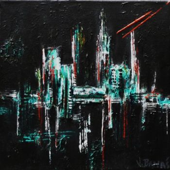 Painting titled "URBAN ABSTRACT IV" by Virginie Banas, Original Artwork, Oil
