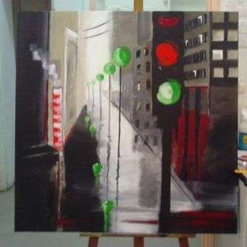 Painting titled "NYC Troublante" by Virginie Bos, Original Artwork