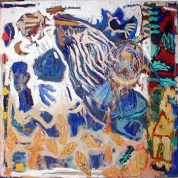 Peinture intitulée "Composition au pois…" par Virginie Gallé, Œuvre d'art originale, Huile