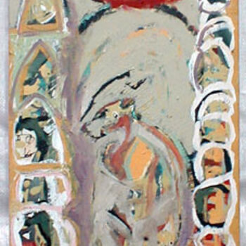 Ζωγραφική με τίτλο "Loup-Totem 02" από Virginie Gallé, Αυθεντικά έργα τέχνης, Λάδι
