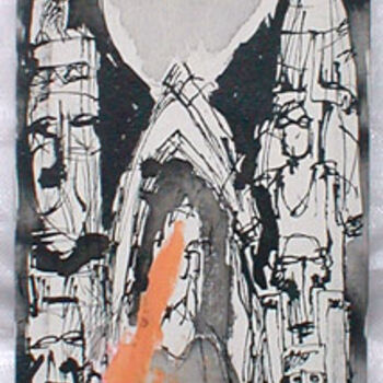Картина под названием "Loup-Totem 03" - Virginie Gallé, Подлинное произведение искусства, Масло
