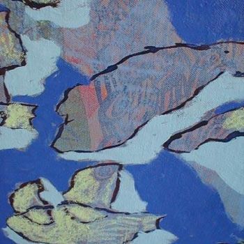 Peinture intitulée "Carte marine (détai…" par Virginie Gallé, Œuvre d'art originale, Huile
