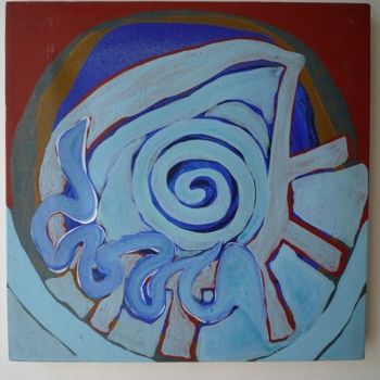 Painting titled "Territoire Bleu S" by Virginie Gallé, Original Artwork, Oil