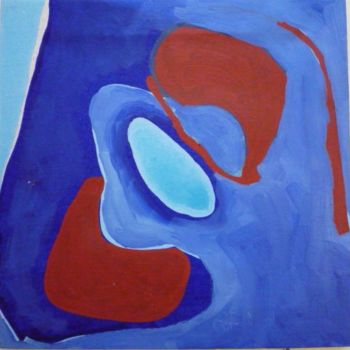 Painting titled "Territoire Bleu Fle…" by Virginie Gallé, Original Artwork, Oil