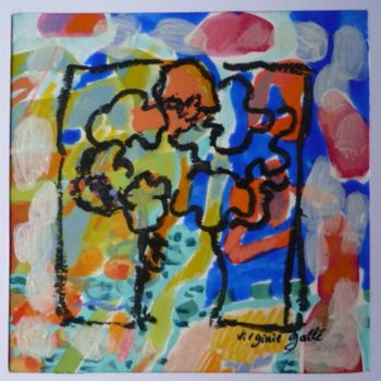 Painting titled "" L'arbre puzzle "" by Virginie Gallé, Original Artwork, Oil