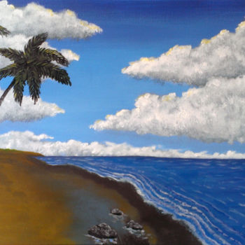 제목이 "La plage isolée"인 미술작품 Virginie Lepelletier로, 원작, 아크릴 나무 들것 프레임에 장착됨