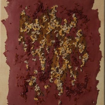 Art textile intitulée "Traces de rouille" par Virginie Parrot, Œuvre d'art originale, Broderie Monté sur Châssis en bois