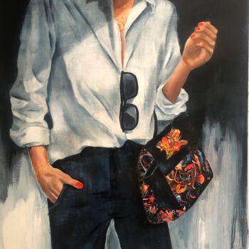 Schilderij getiteld "Mon sac" door Virginie Px, Origineel Kunstwerk, Acryl