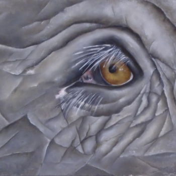 Pintura intitulada "oeil d'éléphant" por Virginie Px, Obras de arte originais, Óleo