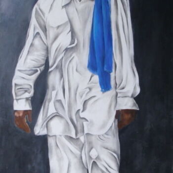 Painting titled "Le CHECHE BLEU" by Virginie Px, Original Artwork, Oil