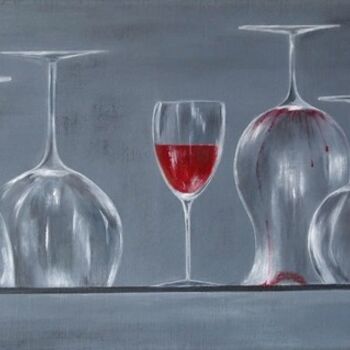 Painting titled "dernier verre" by Virginie Px, Original Artwork, Oil