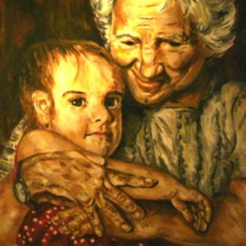 Pintura titulada "deux-generations.jpg" por Virginier, Obra de arte original, Oleo