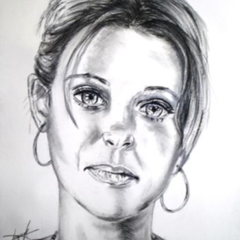 Dessin intitulée "sandrine-1.jpg" par Virginier, Œuvre d'art originale, Fusain