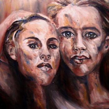 Painting titled "duo-feminin-3.jpg" by Virginier, Original Artwork, Oil