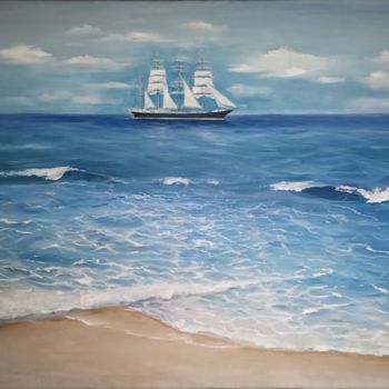 Painting titled "Gorgeous Ship" by Virginija Klibavičienė, Original Artwork, Oil