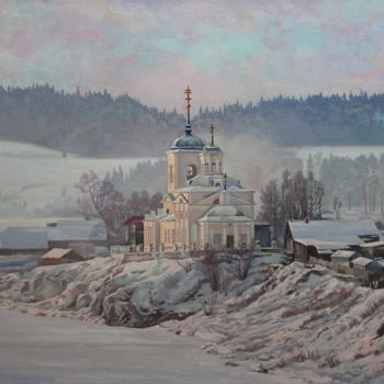 Schilderij getiteld ""Слобода"" door Aleksandr Samokhvalov, Origineel Kunstwerk, Olie
