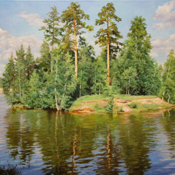 Painting titled ""Островок"" by Aleksandr Samokhvalov, Original Artwork, Oil